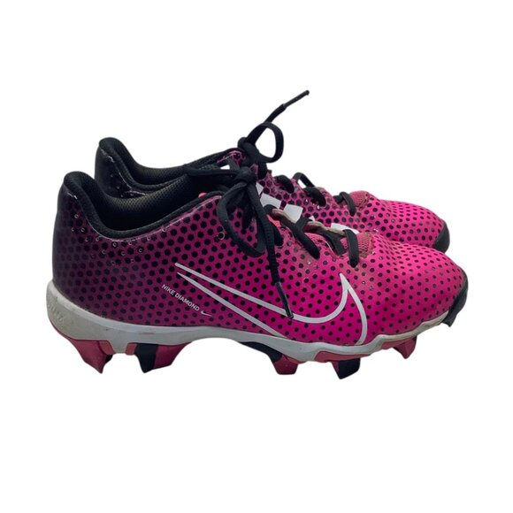 Nike Diamond Youth Softball Pink & Black Cleats Molded Fastpitch Youth 3 - Picture 1 of 5